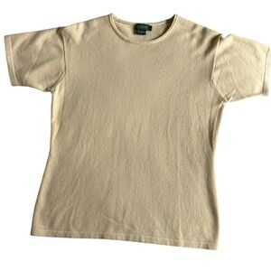 J. CREW VINTAGE GREEN LABEL 100% CASHMERE SHORT SLEEVE SWEATER